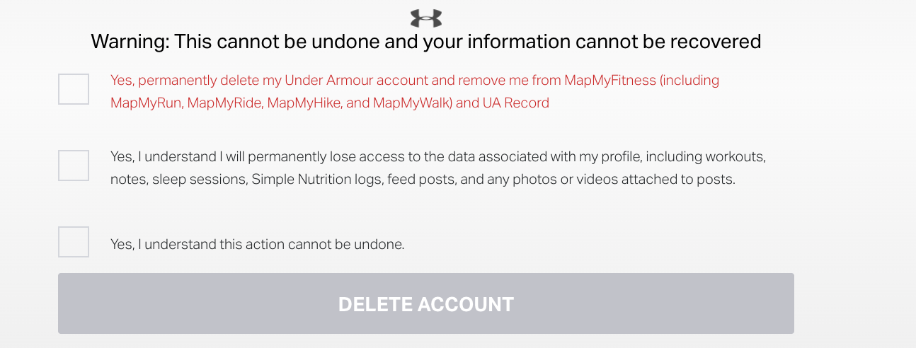 slecht humeur zo veel zone Delete Account – Under Armour