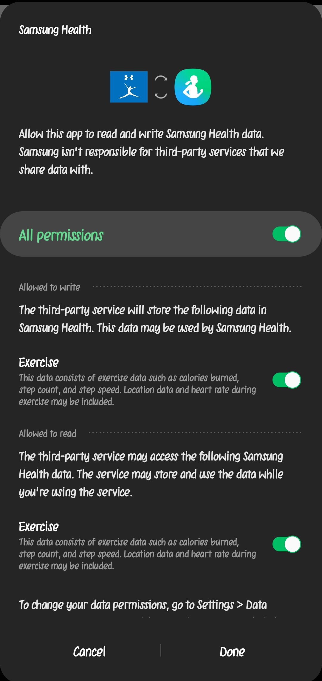 Ua record not syncing with sale samsung health